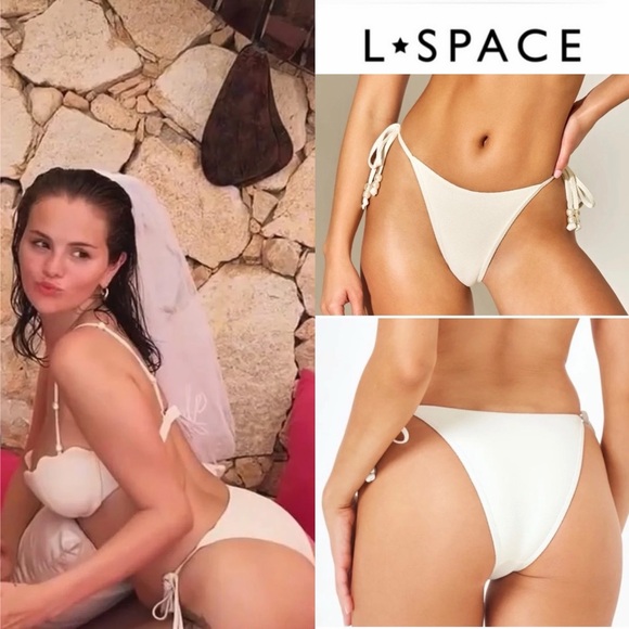 L*Space Lucia Bitsy Bottoms White Bikini Pearl Sz L 88$